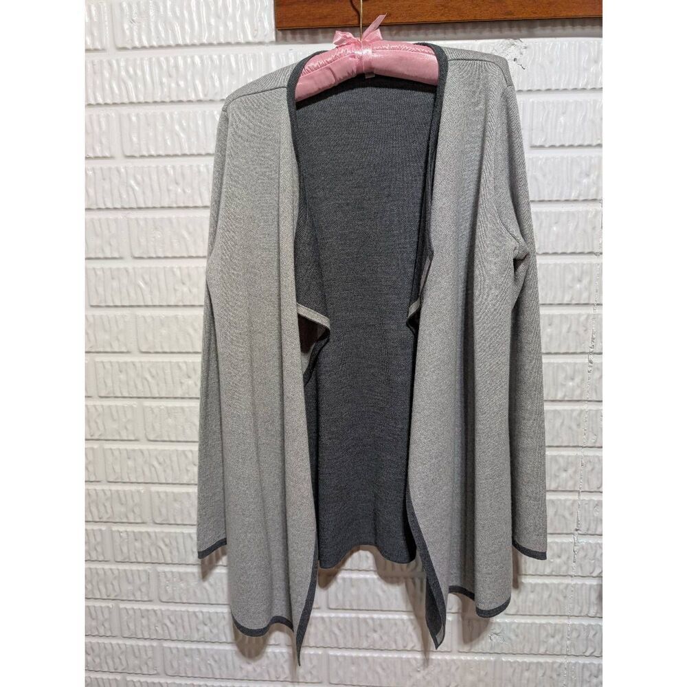 Lineamaglia Women's Two-Tone Gray Long-Sleeve Open-Front Cardigan Sweater Size M